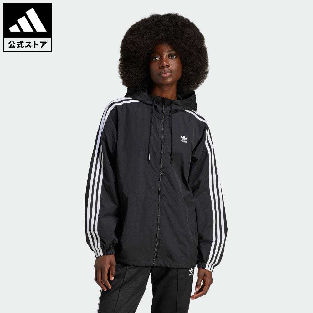 アディダス 【公式】アディダス adidas 返品可 スリーストライプス ウインドブレーカー オリジナルス レディース ウェア・服 アウター ジャケット 黒 ブラック IR8095 p0517