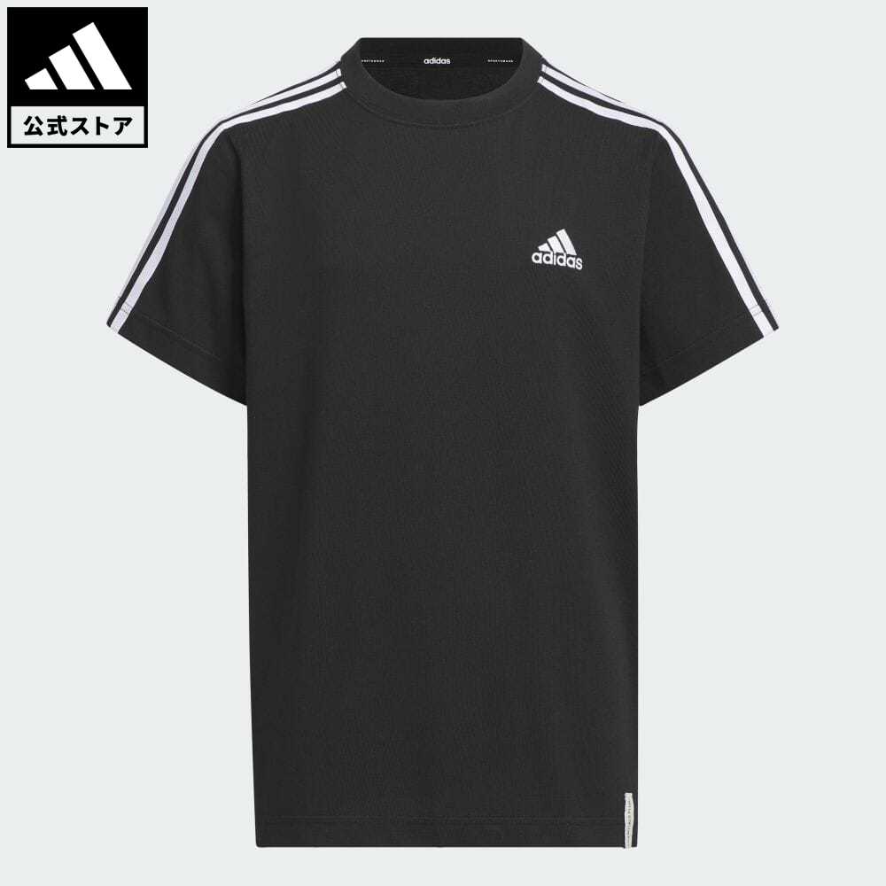 【20%OFF 8/4-8/10】【公式】アディダス adidas 返品可 エッセンシャルズ プラス レギュラーフィット スリーストライプス 半袖Tシャツ キッズ スポーツウェア キッズ／子供用 ウェア・服 トップス Tシャツ 黒 ブラック JE1696 半袖 p0804のサムネイル