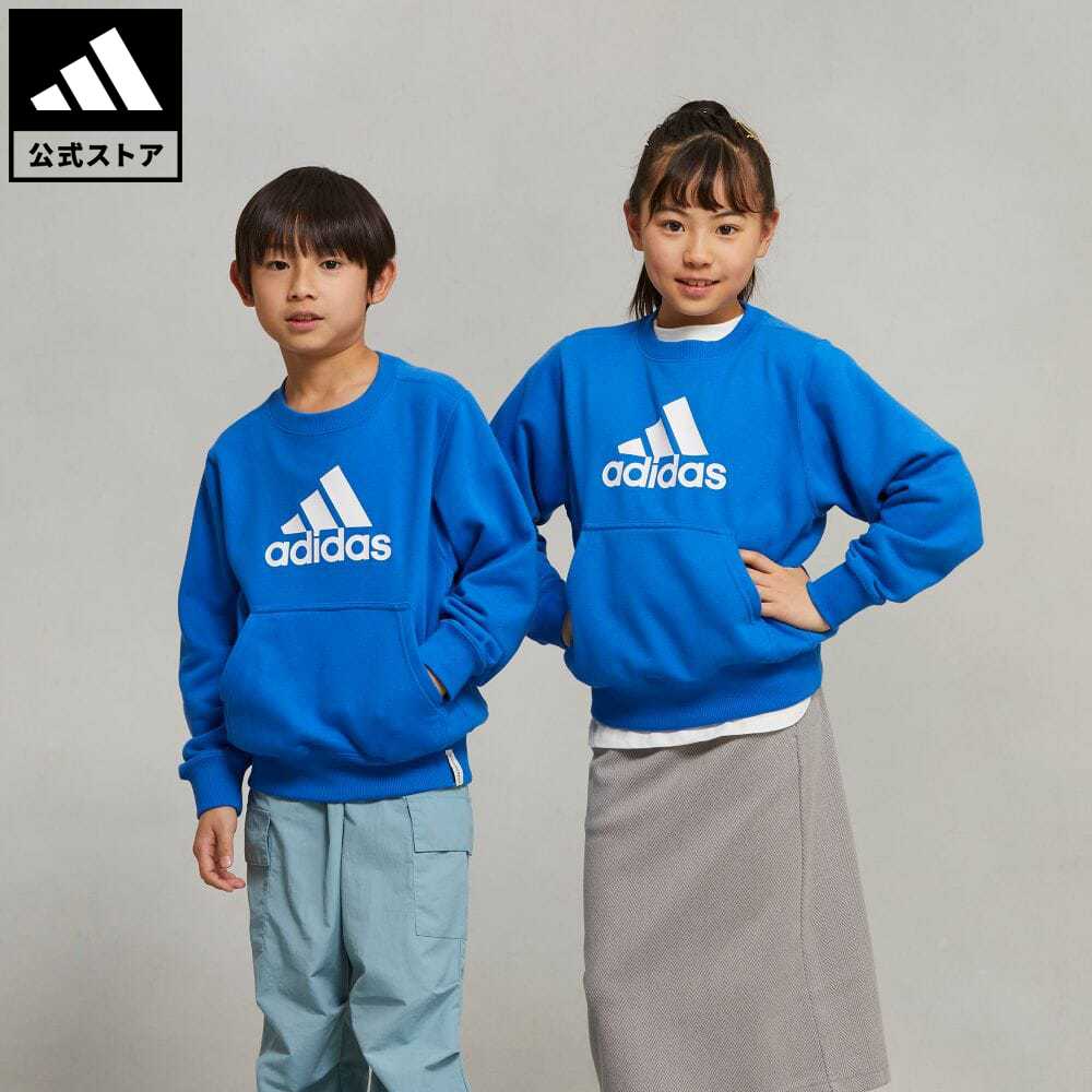 アディダス adidas 返品可 エッセンシャルズ プラス ビッグロゴ クルーネックスウェット スポーツウェア キッズ／子供用 ウェア・服 トップス スウェット（トレーナー） 青 ブルー JE1729 notp