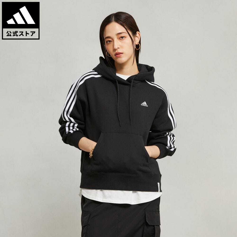 楽天adidas Online Shop 楽天市場店【公式】アディダス adidas 返品可 エッセンシャルズ プラス スリーストライプス フレンチテリー パーカー スポーツウェア レディース ウェア・服 トップス パーカー（フーディー） スウェット（トレーナー） 黒 ブラック JF1406 トレーナー notp