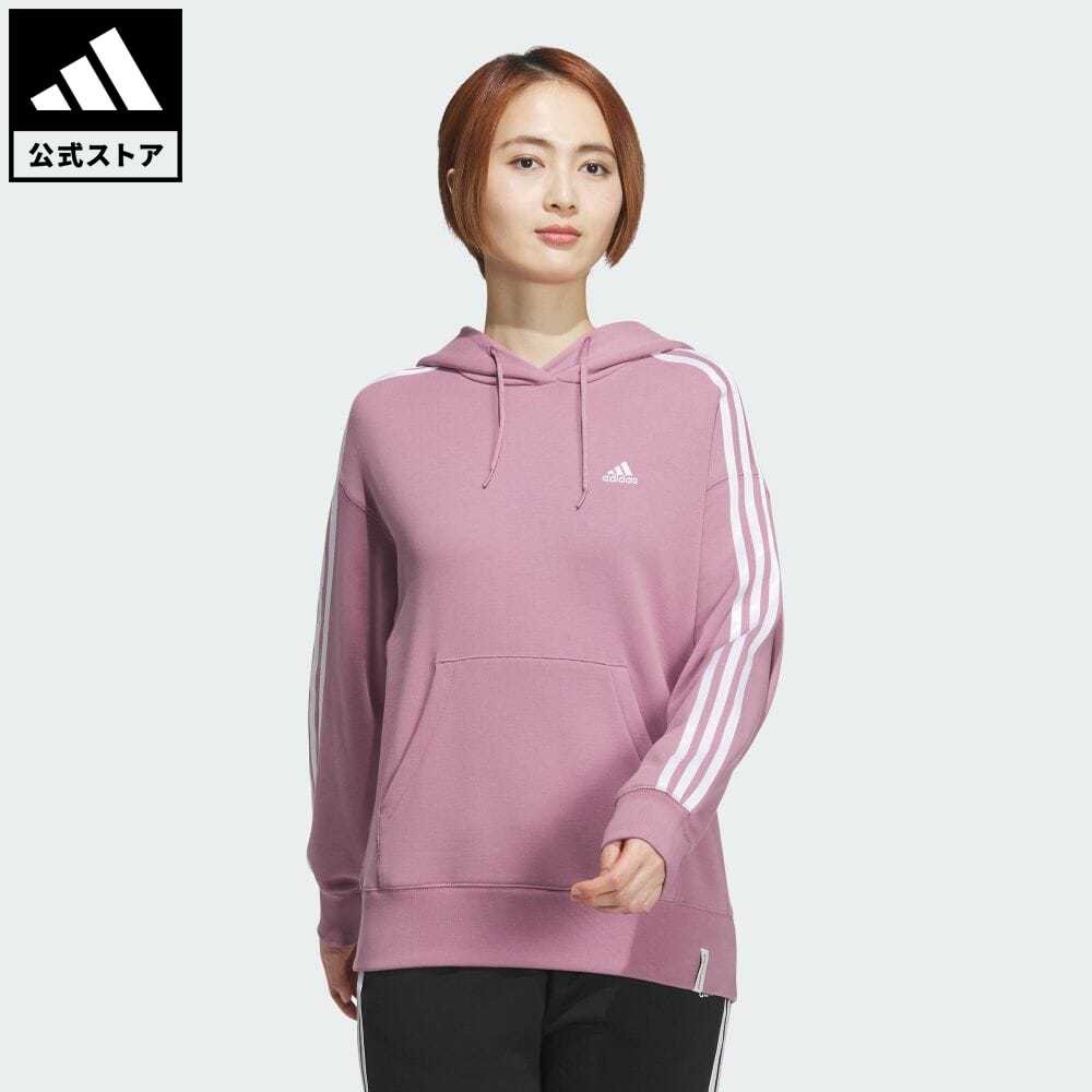 楽天adidas Online Shop 楽天市場店【公式】アディダス adidas 返品可 エッセンシャルズ プラス スリーストライプス フレンチテリー パーカー スポーツウェア レディース ウェア・服 トップス パーカー（フーディー） スウェット（トレーナー） ピンク JF1409 トレーナー notp