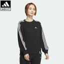 アディダス adidas 返品可 エッセンシャルズ プラス スリーストライプス フレンチテリー クルーネックスウェットシャツ スポーツウェア レディース ウェア・服 トップス スウェット（トレーナー） 黒 ブラック JF1411 notp 母の日