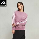 アディダス 【公式】アディダス adidas 返品可 【佐藤栞里着用アイテム】エッセンシャルズ プラス スリーストライプス フレンチテリー クルーネックスウェットシャツ スポーツウェア レディース ウェア・服 トップス スウェット（トレーナー） ピンク JF1414 notp