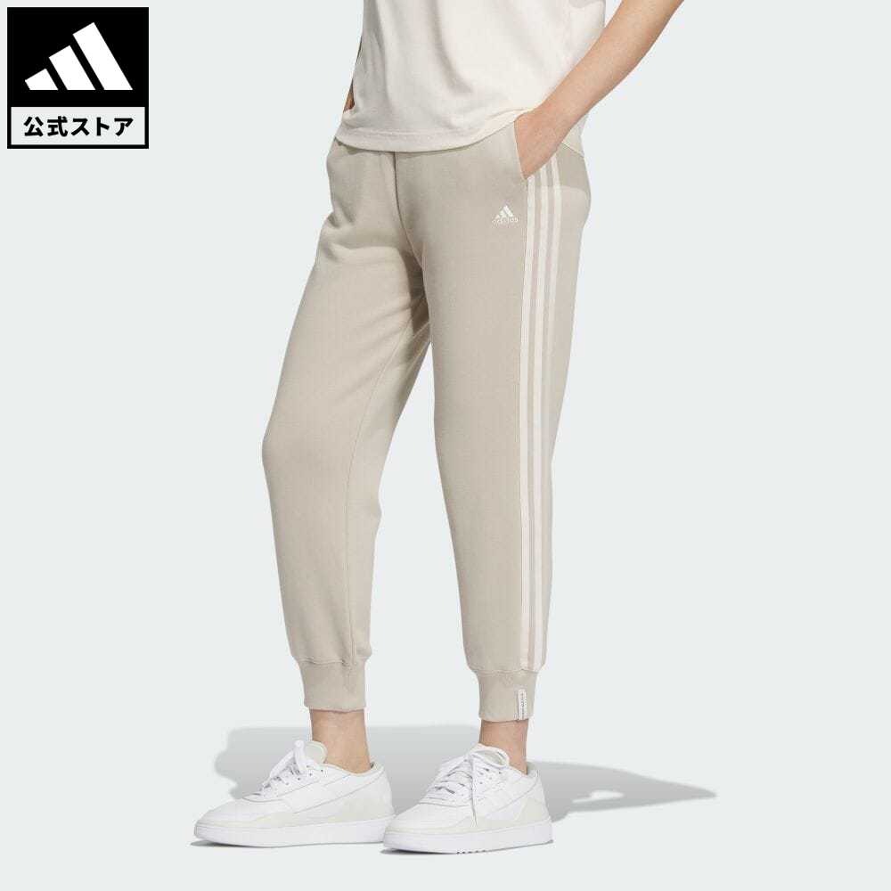 楽天adidas Online Shop 楽天市場店【公式】アディダス adidas 返品可 エッセンシャルズ プラス スリーストライプス フレンチテリー テーパードパンツ スポーツウェア レディース ウェア・服 ボトムス パンツ ベージュ JF1417 notp