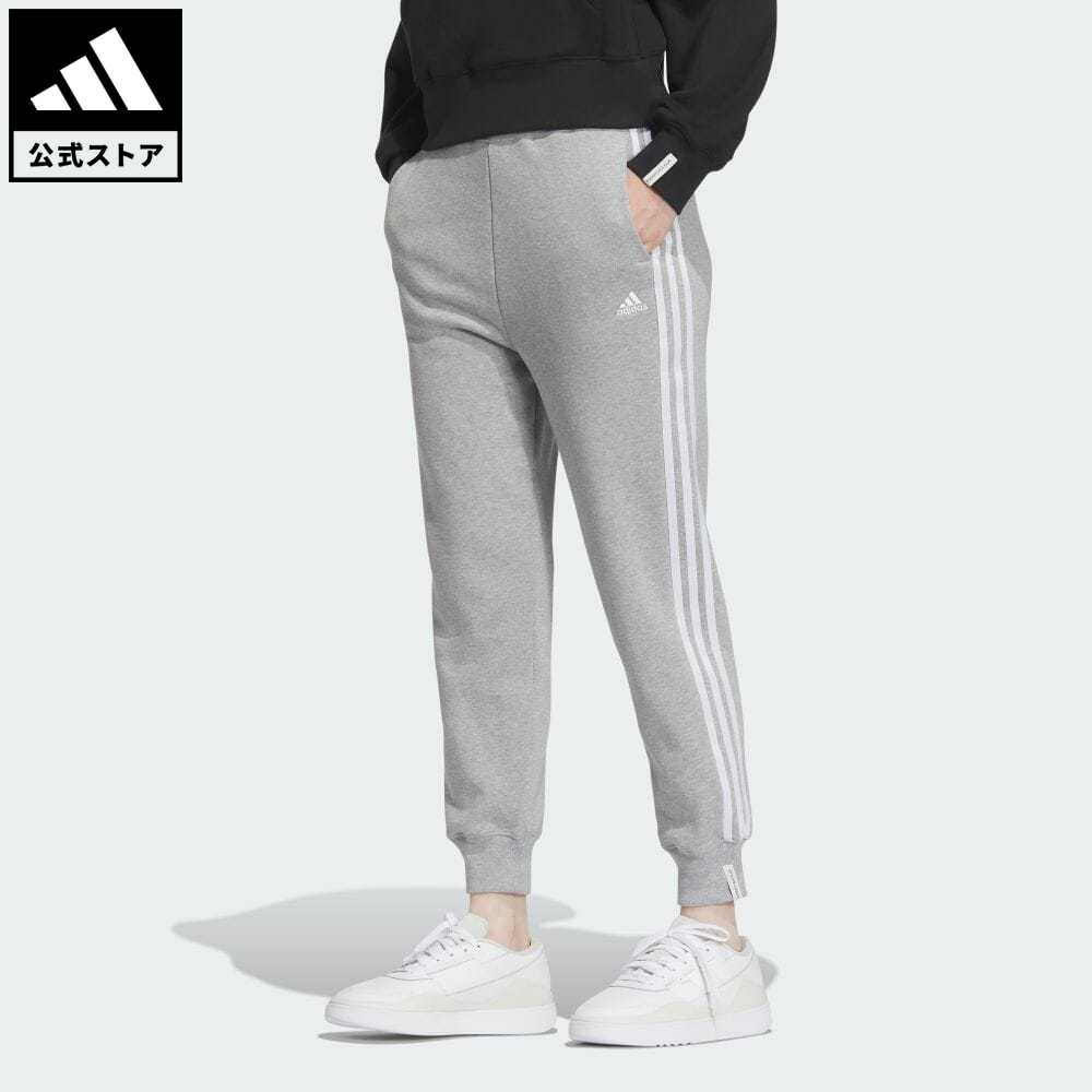 楽天adidas Online Shop 楽天市場店【公式】アディダス adidas 返品可 エッセンシャルズ プラス スリーストライプス フレンチテリー テーパードパンツ スポーツウェア レディース ウェア・服 ボトムス パンツ グレー JF1418 notp