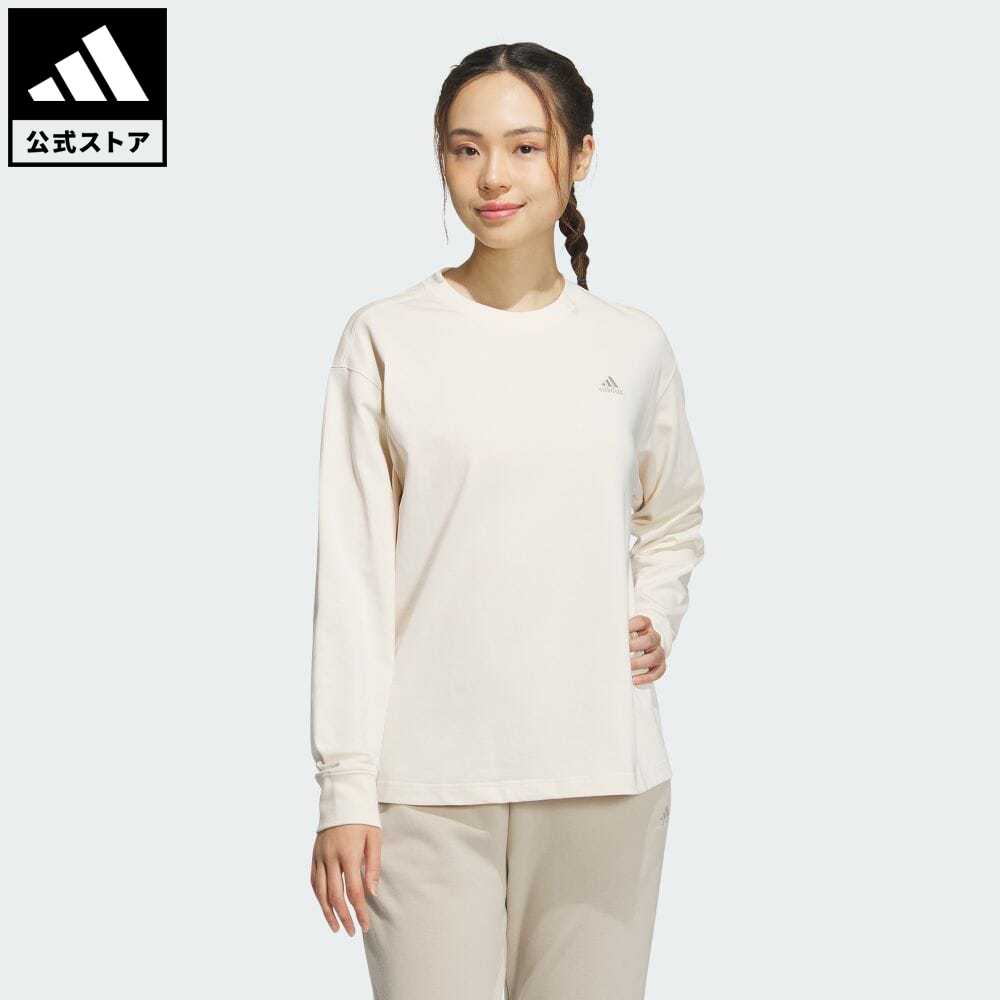 【公式】アディダス adidas 返品可 エッセンシャルズ プラス スモールロゴ 長袖Tシャツ スポーツウェア レディース ウェア・服 トップス Tシャツ 白 ホワイト JF1425 ロンt notp