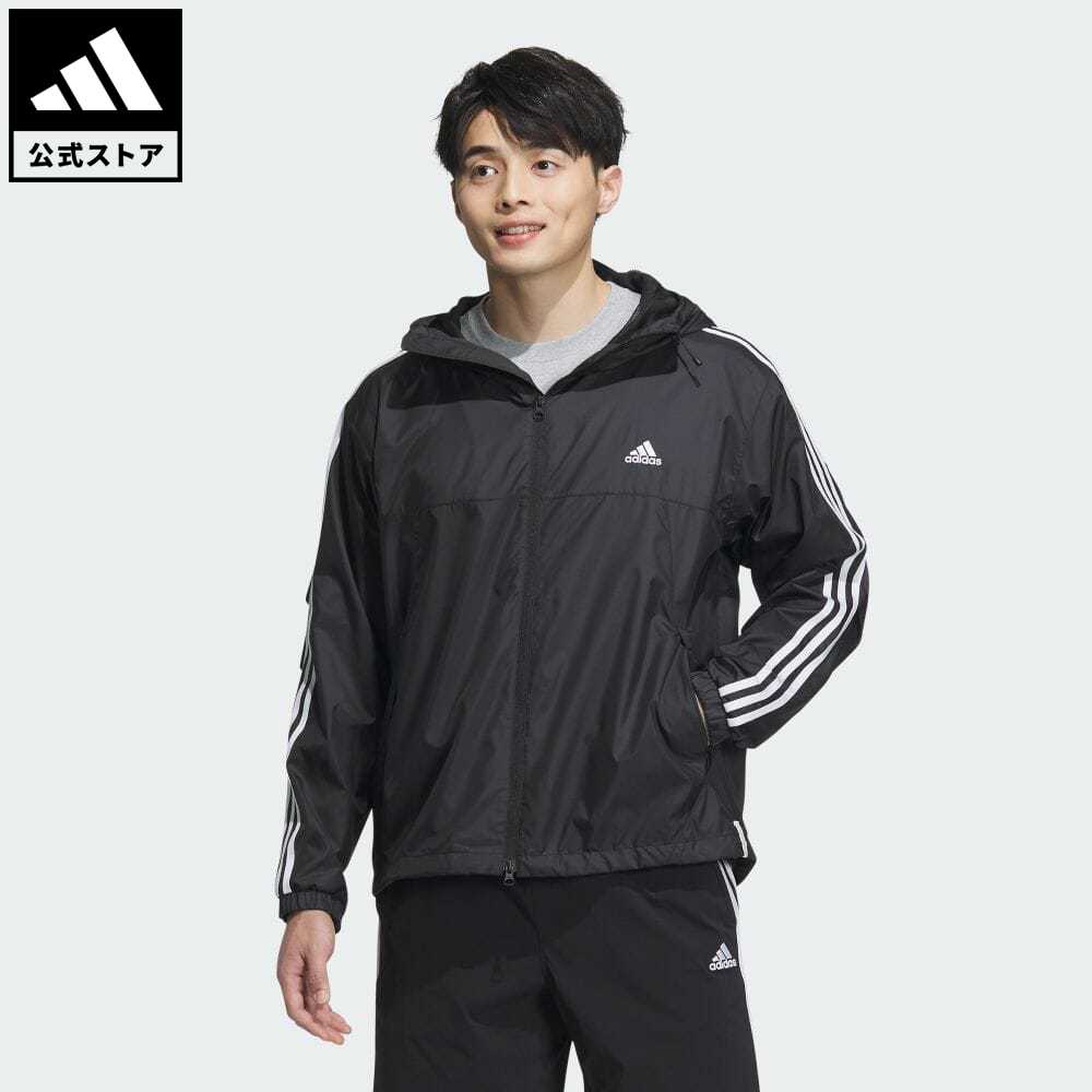 【公式】アディダス adidas 返品可 エッセンシャルズ プラス 3ストライプ ウィンドブレーカージャケット スポーツウェア メンズ ウェア・服 アウター ウインドブレーカー 黒 ブラック JF3912 notp 上着 fd24 父の日