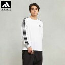 【公式】アディダス adidas 返品可 エッセンシャルズ プラス ルーズフィット スリーストライプス 長袖Tシャツ スポーツウェア メンズ ウェア 服 トップス Tシャツ 白 ホワイト JF3913 ロンt notp spcp