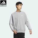 【公式】アディダス adidas 返品可 エッセンシャルズ プラス ルーズフィット スリーストライプス フレンチテリー スウェットシャツ スポーツウェア メンズ ウェア 服 トップス スウェット（トレーナー） グレー JF3933 notp