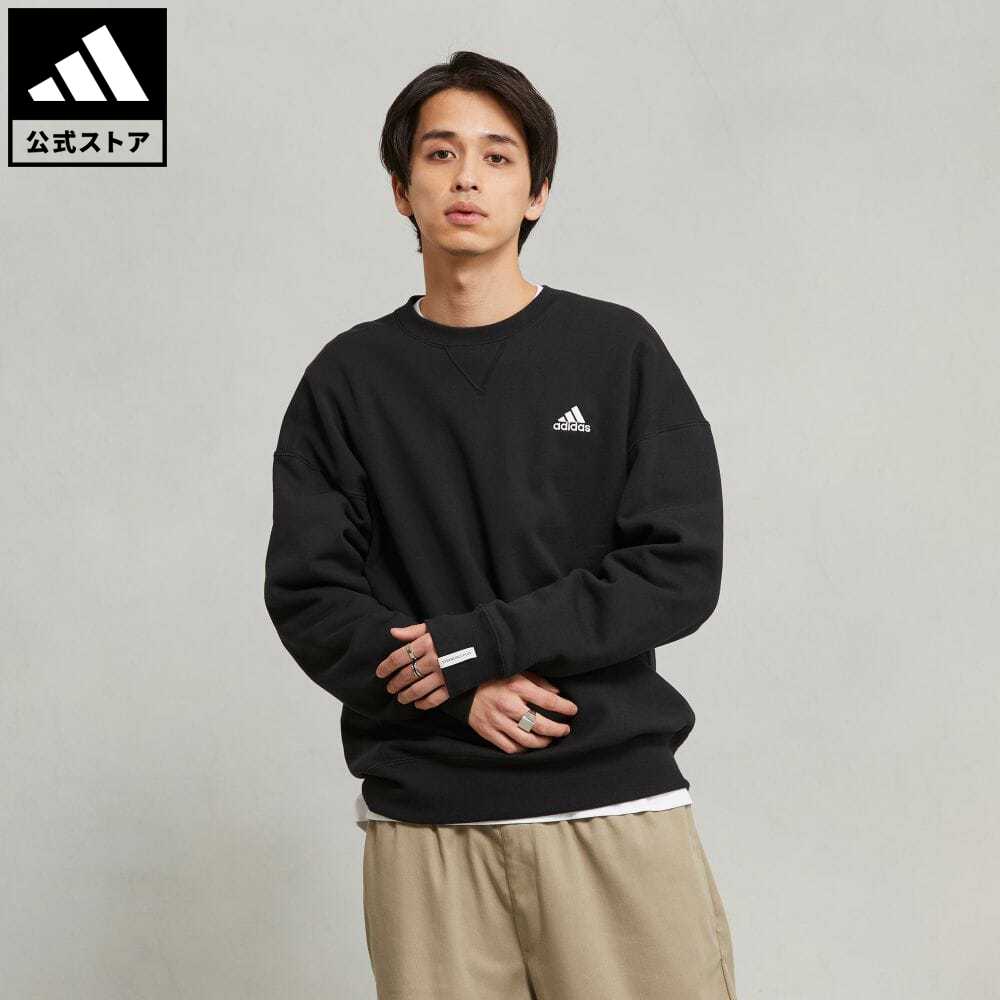 アディダス 【公式】アディダス adidas 返品可 エッセンシャルズ プラス ルーズフィット スモールロゴ フレンチテリー スウェットシャツ スポーツウェア メンズ ウェア・服 トップス スウェット（トレーナー） 黒 ブラック JF3939 notp