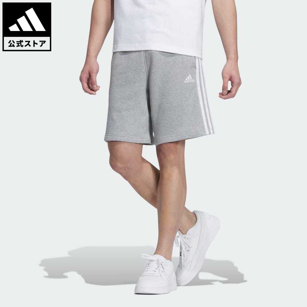 【公式】アディダス adidas 返品可 エッセンシャルズ プラス ルーズフィット スリーストライプス フレンチテリー ショーツ スポーツウェア メンズ ウェア・服 ボトムス スウェット（トレーナー） ハーフパンツ グレー JF3953 notp fd24 父の日