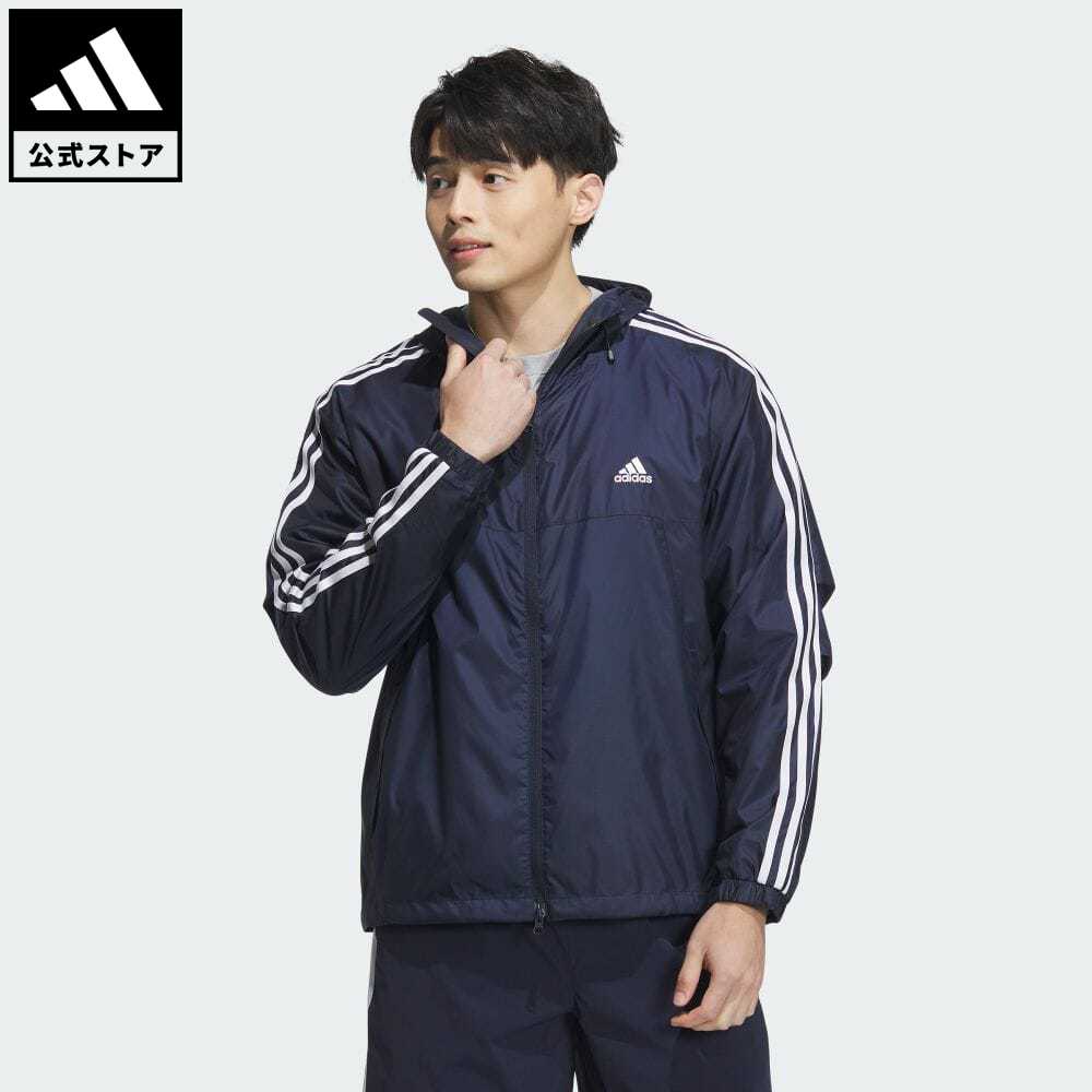 【公式】アディダス adidas 返品可 エッセンシャルズ プラス 3ストライプ ウィンドブレーカージャケット スポーツウェア メンズ ウェア・服 アウター ウインドブレーカー 青 ブルー JF3954 notp 上着 fd24 父の日