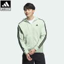 【公式】アディダス adidas 返品可 エッセンシャルズ プラス ルーズフィット スリーストライプス フレンチテリー フルジップパーカー スポーツウェア メンズ ウェア 服 トップス ジャケット パーカー(フーディー) ジャージ 緑 グリーン JF3992 トレーナー notp