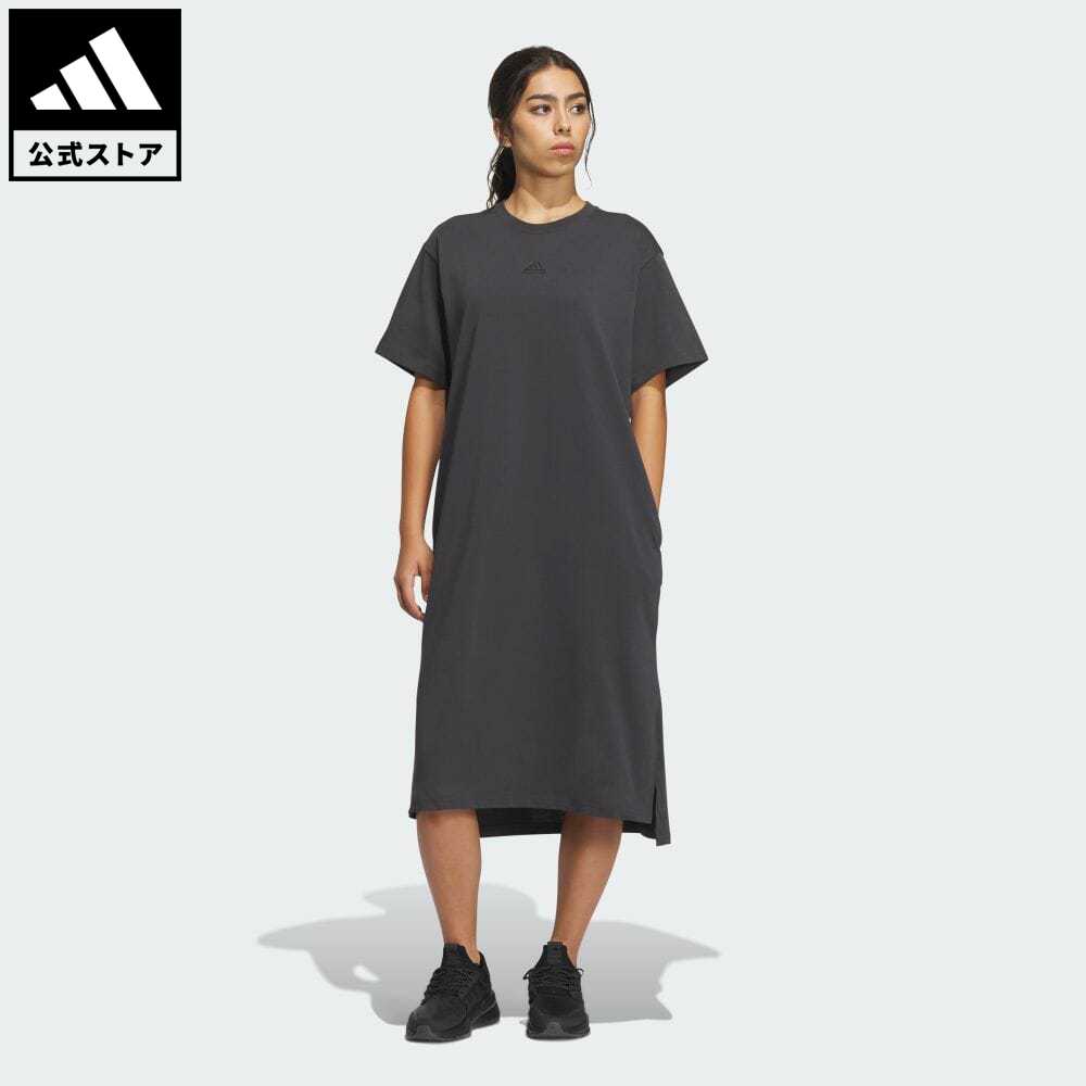 【公式】アディダス adidas 返品可 ワーディング ルーズフィット シングルジャージー Tシャツワンピース スポーツウェア レディース ウェア 服 オールインワン ワンピース グレー IM8751 sucp p0517