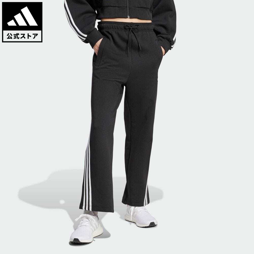 【公式】アディダス adidas 返品可 フューチャーアイコン スリーストライプス オープンヘムパンツ スポーツウェア レディース ウェア・服 ボトムス パンツ 黒 ブラック IN9474