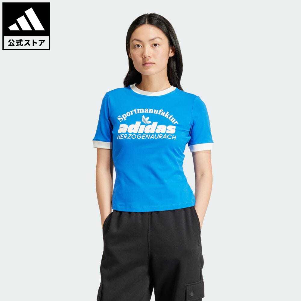 【公式】アディダス adidas 返品可 レトロ グラフィック 半袖Tシャツ オリジナルス レディース ウェア・服 トップス Tシャツ 青 ブルー IR6083 半袖 p0517