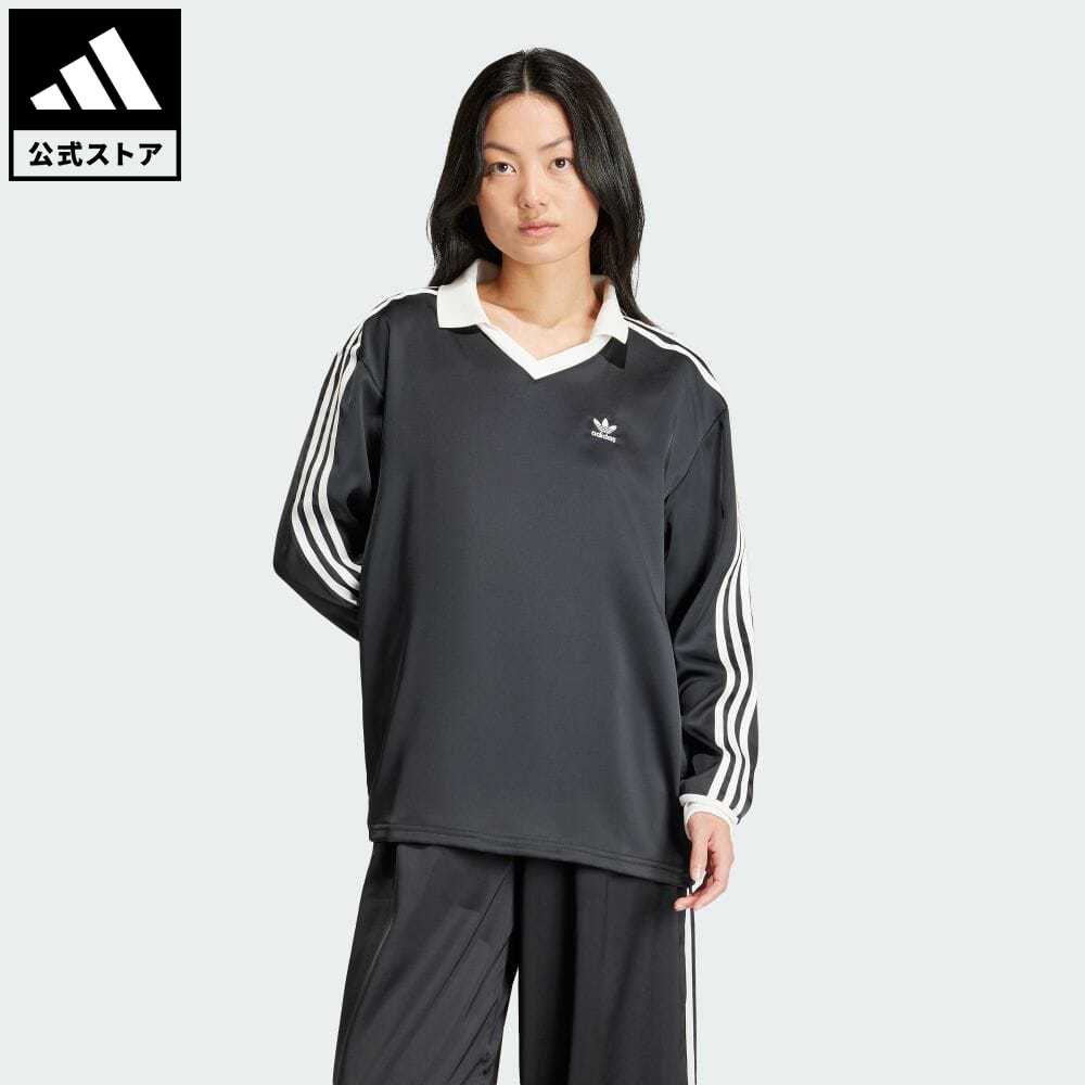 【公式】アディダス adidas 返品可 スリーストライプス サテン 長袖Tシャツ オリジナルス レディース ウェア・服 トップス Tシャツ 黒 ブラック IR6099 ロンt notpのサムネイル