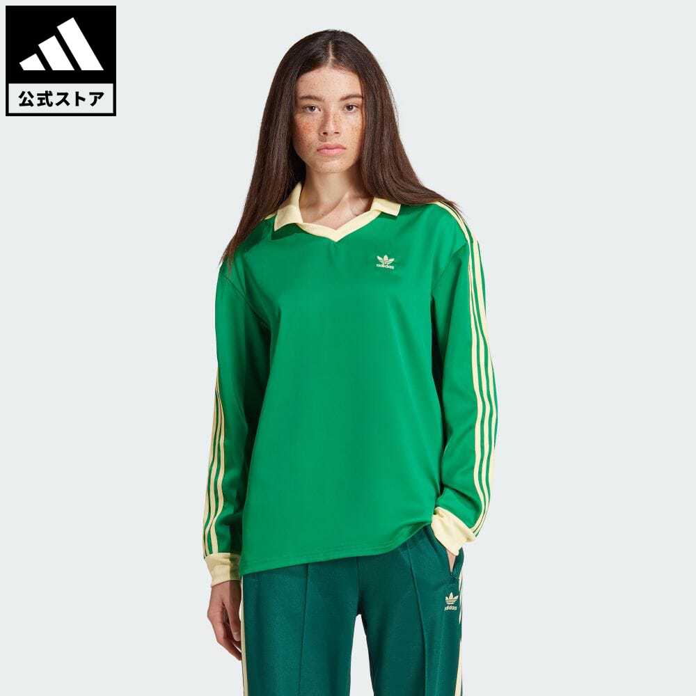 【公式】アディダス adidas 返品可 スリーストライプス サテン 長袖Tシャツ オリジナルス レディース ウェア・服 トップス Tシャツ 緑 グリーン IR6102 ロンt notpのサムネイル