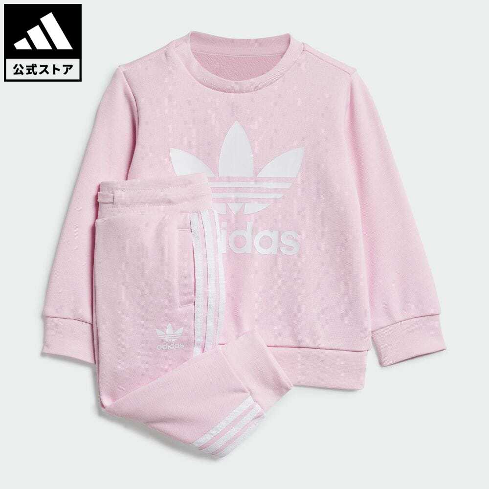 【公式】アディダス adidas 返品可 CREW SET オリジナルス キッズ／子供用 ウェア・服 セットアップ ジャージ ピンク IR6815 上下 p0824のサムネイル