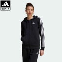 アディダス 【20%OFFクーポン対象 5/9 10:00〜5/13 23:59】【公式】アディダス adidas 返品可 エッセンシャルズ スリーストライプス フルジップ フリースパーカー スポーツウェア レディース ウェア・服 トップス パーカー(フーディー) ジャージ 黒 ブラック HZ5743 トレーナー