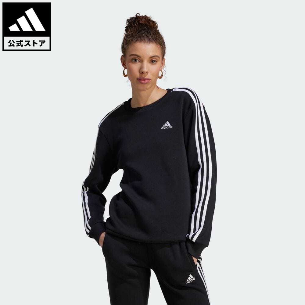 【20%OFF 6/4-6/11】【公式】アディダス adidas 返品可 エッセンシャルズ スリーストライプス フリーススウェット スポーツウェア レディース ウェア・服 トップス スウェット（トレーナー） 黒 ブラック HZ5744