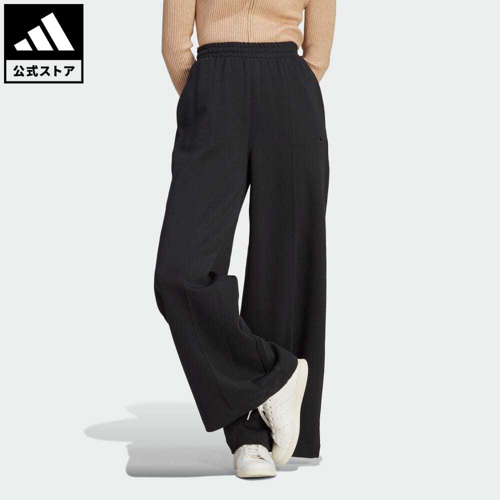 アディダス adidas 返品可 プレミアム エッセンシャルズ ワイドレッグ ピンタックパンツ オリジナルス レディース ウェア・服 ボトムス パンツ 黒 ブラック II8024