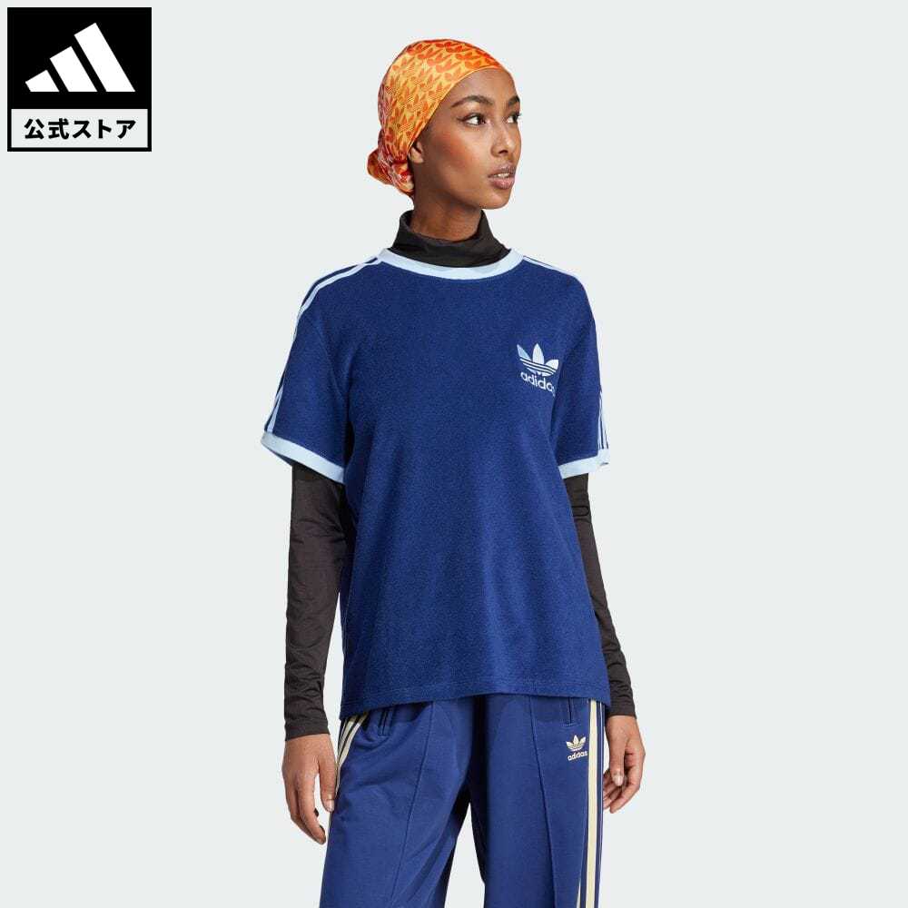 【公式】アディダス adidas 返品可 テリー スリーストライプス 半袖Tシャツ オリジナルス レディース ウェア・服 トップス Tシャツ 青 ブルー IR7465 半袖 母の日 p0420のサムネイル