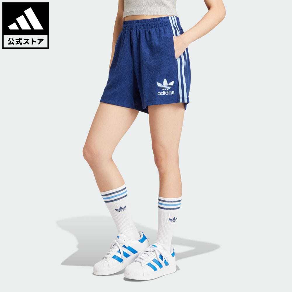 【公式】アディダス adidas 返品可 テリーショーツ オリジナルス レディース ウェア・服 ボトムス ハーフパンツ 青 ブルー IR7472