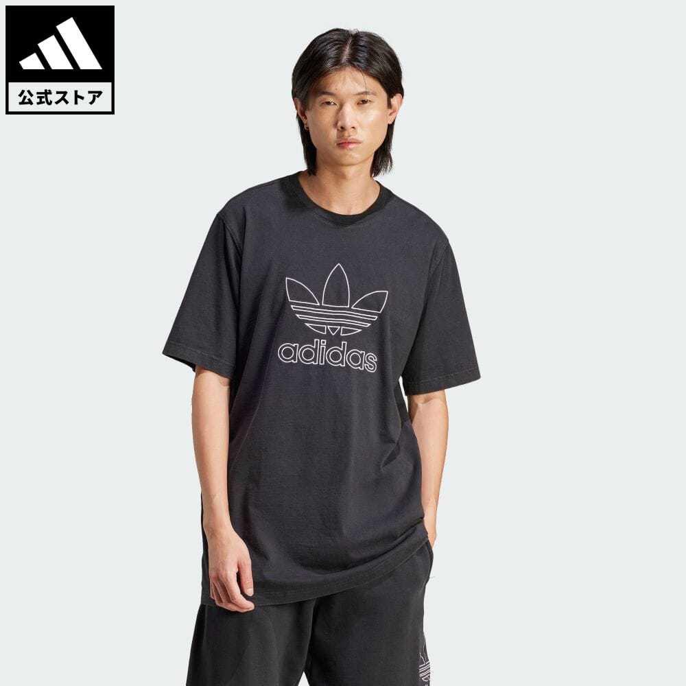 アディダス adidas 返品可 アディカラー アウトライン トレフォイル半袖Tシャツ オリジナルス メンズ ウェア・服 トップス Tシャツ 黒 ブラック IU2347 半袖