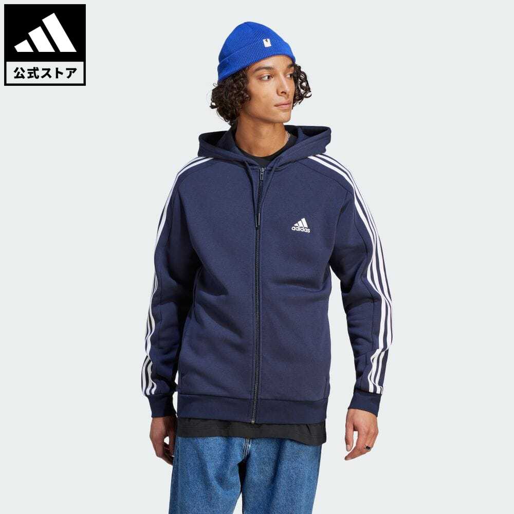 【公式】アディダス adidas 返品可 エッセンシャルズ フリース スリーストライプス フルジップパーカー スポーツウェア メンズ ウェア・服 トップス パーカー(フーディー) ジャージ 青 ブルー IJ6478 トレーナーのサムネイル