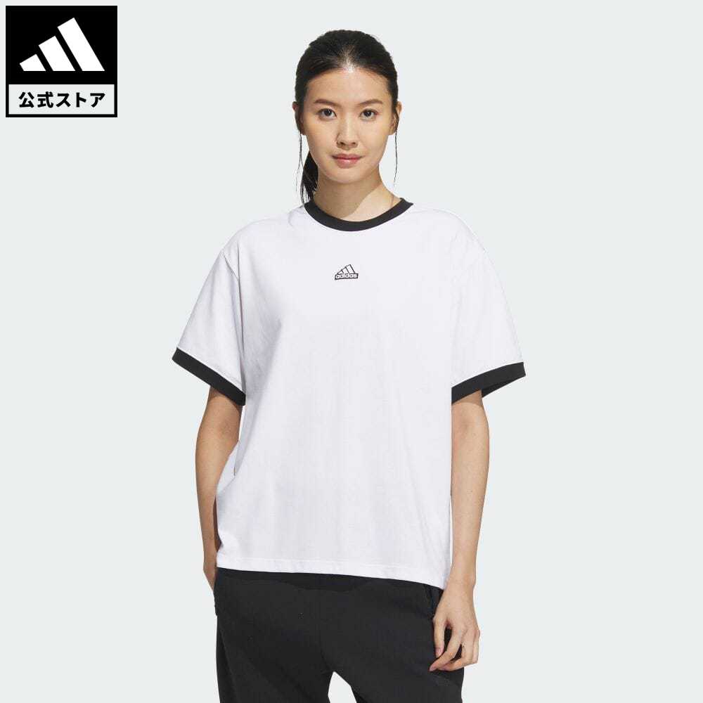 アディダス 【公式】アディダス adidas 返品可 ワーディング ルーズフィット シングルジャージー 半袖Tシャツ スポーツウェア レディース ウェア・服 トップス Tシャツ 白 ホワイト IM8748 半袖