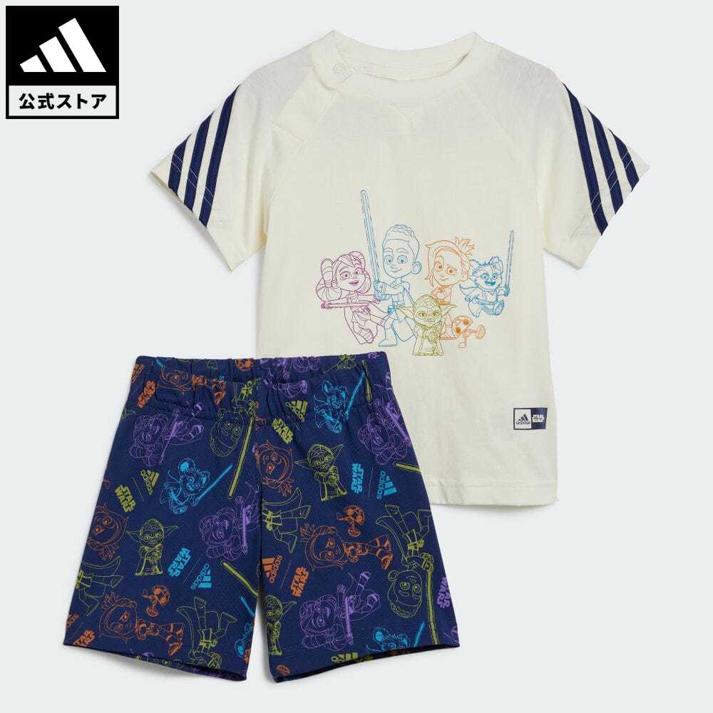 楽天adidas Online Shop 楽天市場店【公式】アディダス adidas 返品可 adidas × Star Wars ヤングジェダイ 半袖Tシャツセットアップ（上下セット） スポーツウェア キッズ／子供用 ウェア・服 セットアップ 白 ホワイト IN7282 上下 notp