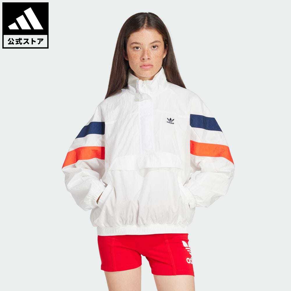 アディダス ウィンドブレーカー レディース 【公式】アディダス adidas 返品可 ハーフジップ ウインドブレーカー オリジナルス レディース ウェア・服 アウター ウインドブレーカー 白 ホワイト IS2320 notp