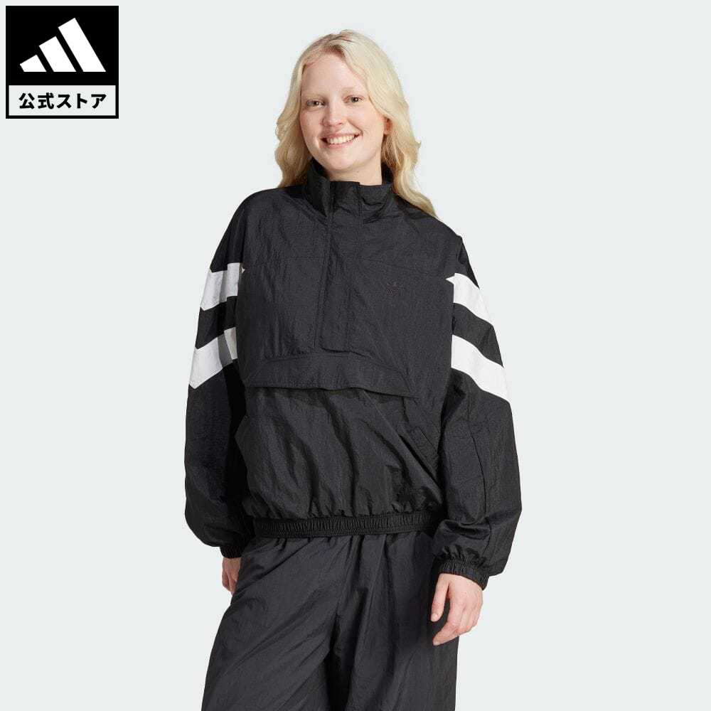 アディダス 【公式】アディダス adidas 返品可 ハーフジップ ウインドブレーカー オリジナルス レディース ウェア・服 アウター ウインドブレーカー 黒 ブラック IT9773 notp