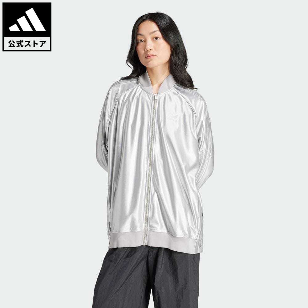 【公式】アディダス adidas 返品可 プレミアム オリジナルス オーバーサイズ SSTトラックトップ（ジャージ） オリジナルス レディース ウェア・服 アウター ジャケット ジャージ グレー IS3862 p0517