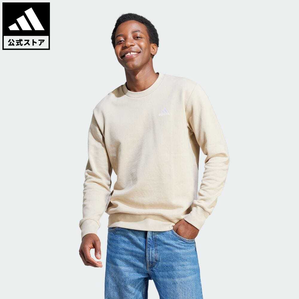 アディダス adidas 返品可 エッセンシャルズ フレンチテリー 刺しゅうスモールロゴ スウェット スポーツウェア メンズ ウェア・服 トップス スウェット（トレーナー） ベージュ IJ6106 p0517