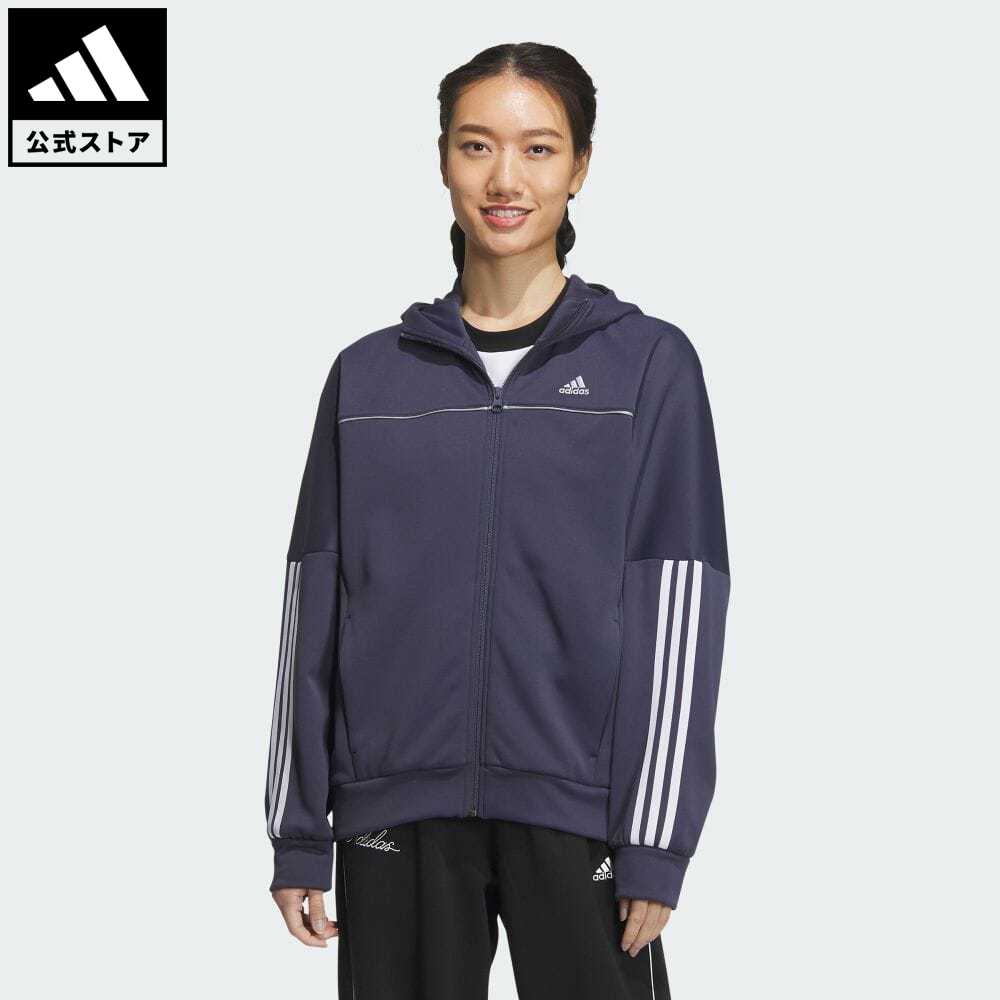 【48%OFF 6/4-6/11】【公式】アディダス adidas 返品可 シーズナル スポーツウェア ルーズフィット フリース フルジップ フーディージャケット スポーツウェア レディース ウェア・服 アウター ジャケット ジャージ 青 ブルー IT6086