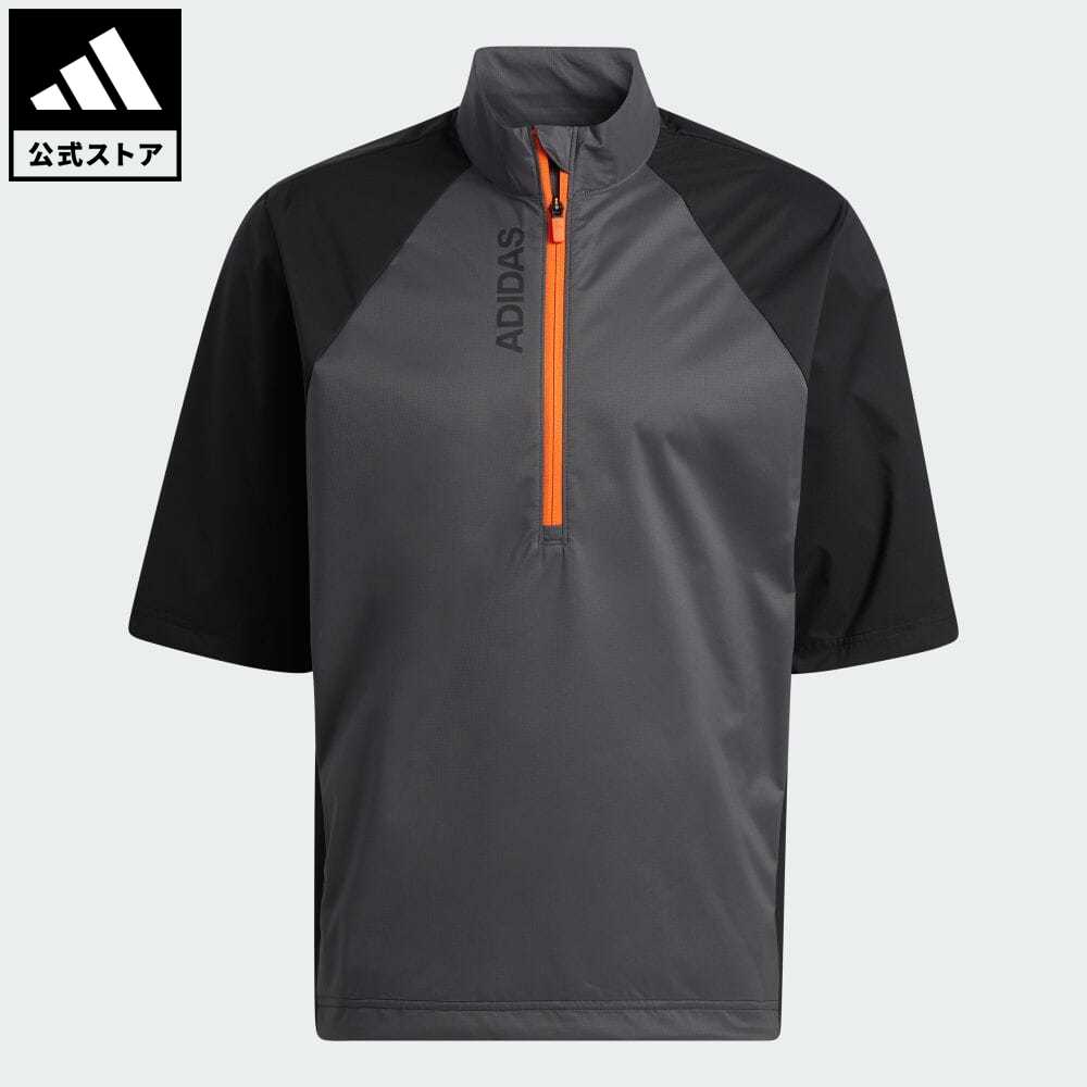 【公式】アディダス adidas 返品可 ゴルフ マルチユース 撥水 半袖ハーフジップジャケット メンズ ウェア・服 アウター ジャケット 黒 ブラック HF9181 fd24