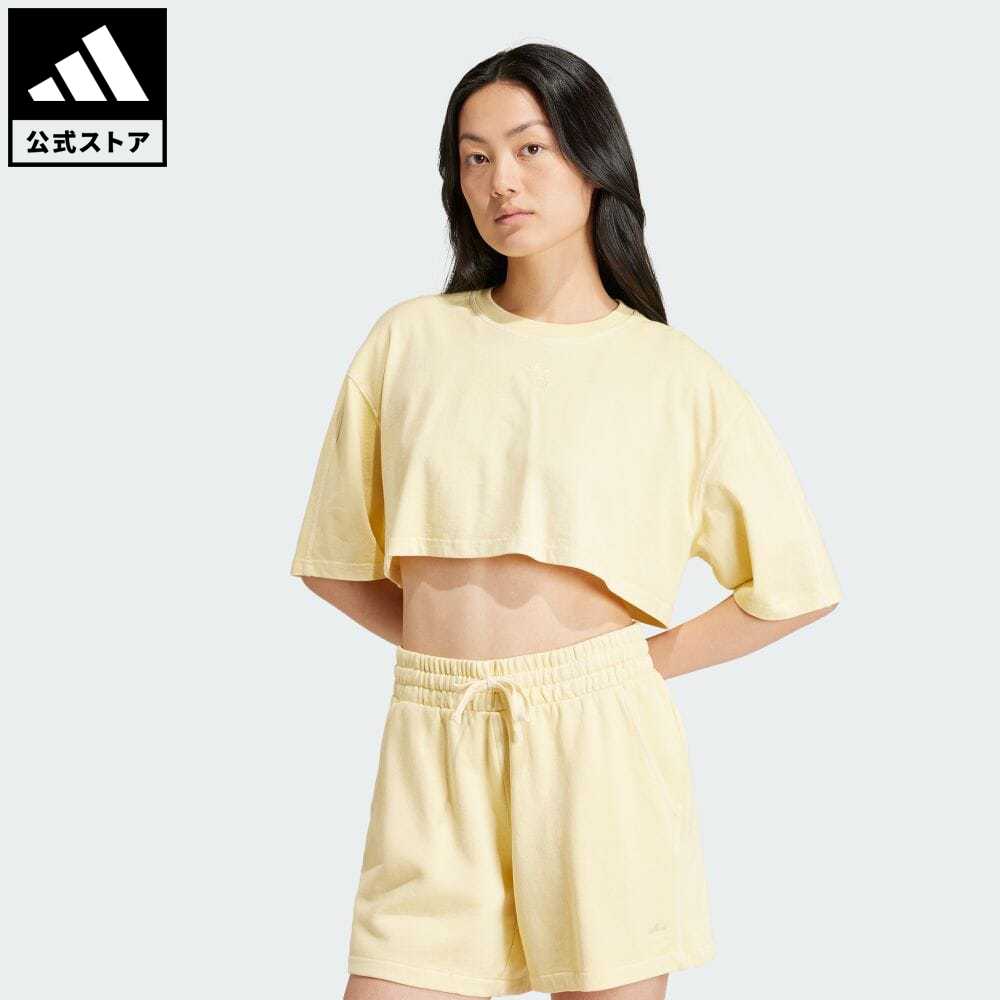 【公式】アディダス adidas 返品可 エッセンシャルズ クロップドTシャツ オリジナルス レディース ウェア 服 トップス Tシャツ イエロー IR6000 notp 半袖