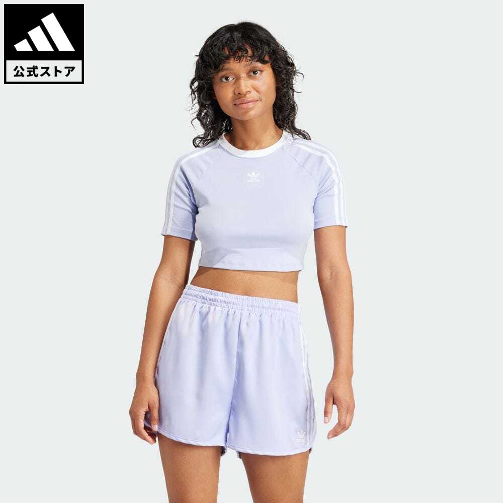 【公式】アディダス adidas 返品可 スリーストライプス 半袖ベビーTシャツ オリジナルス レディース ウェア・服 トップス Tシャツ 紫 パープル IP0658 半袖のサムネイル