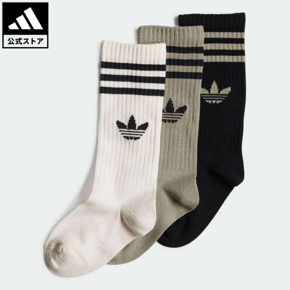 【公式】アディダス adidas 返品可 クルーソックス 3足組 オリジナルス キッズ／子供用 アクセサリー ソックス・靴下 クルーソックス 黒 ブラック IZ3471 notpのサムネイル