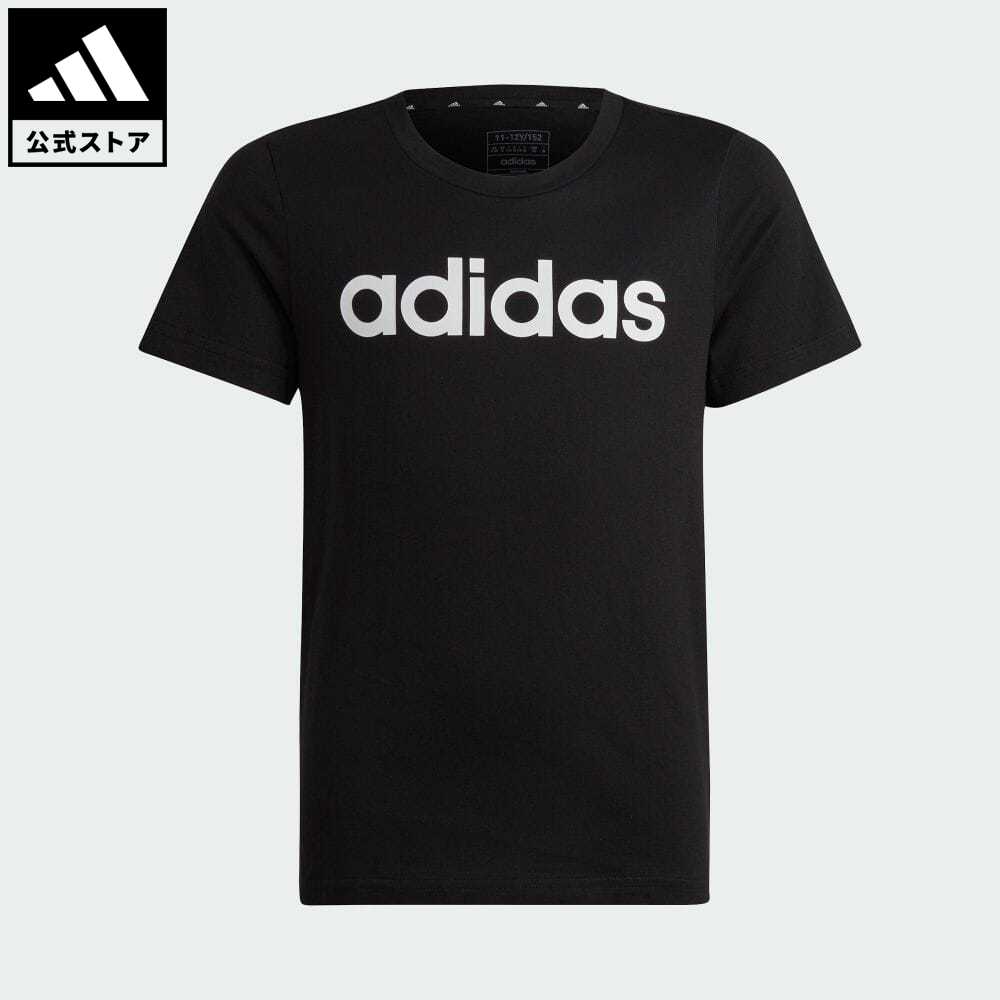 【8%OFF 8/4-8/10】【公式】アディダス adidas 返品可 エッセンシャルズ リニアロゴ コットン スリムフィット 半袖Tシャツ スポーツウェア キッズ／子供用 ウェア・服 トップス Tシャツ 黒 ブラック IC3149 半袖 p0804のサムネイル