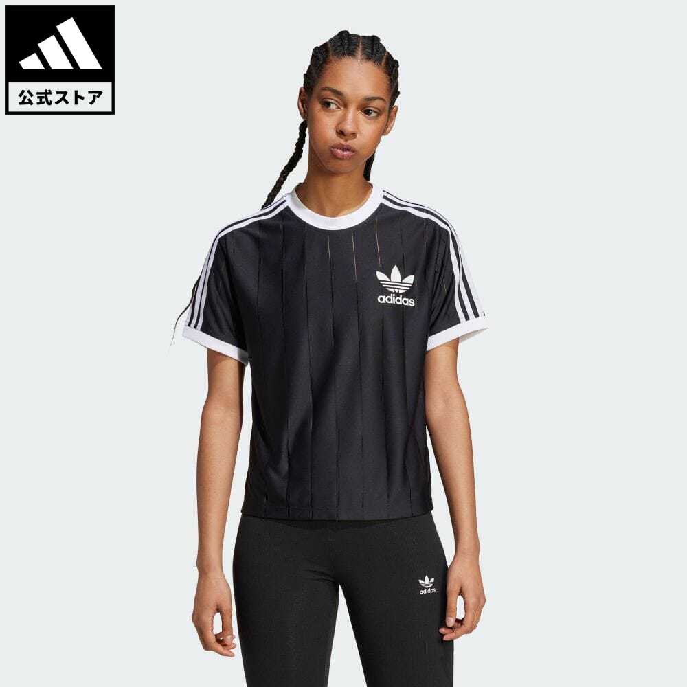 【公式】アディダス adidas 返品可 アディカラースリーストライプス ピンストライプ半袖Tシャツ オリジナルス レディース ウェア・服 トップス Tシャツ 黒 ブラック IX5505 半袖 notpのサムネイル