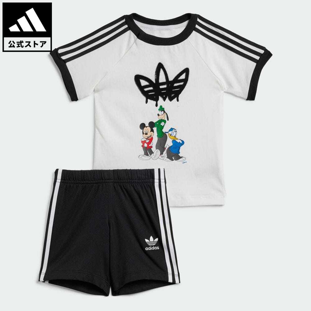 【公式】アディダス adidas 返品可 adidas × Disney ミッキーマウス ショーツ&Tシャツセット キッズ オリジナルス キッズ／子供用 ウェア・服 セットアップ 白 ホワイト IZ4610 上下 notpのサムネイル