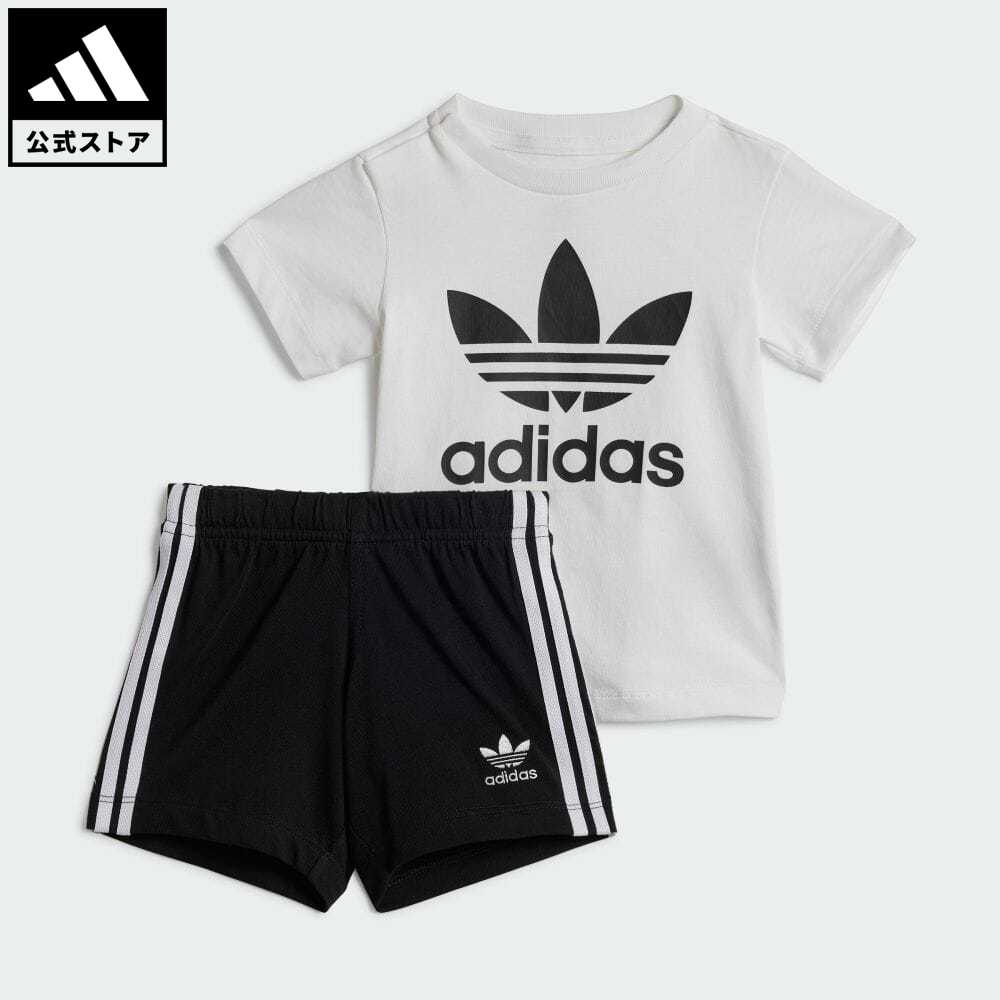 【公式】アディダス adidas 返品可 ショーツ&Tシャツセットアップ キッズ オリジナルス キッズ／子供用 ウェア・服 セットアップ 黒 ブラック JE0521 上下 notp p1014