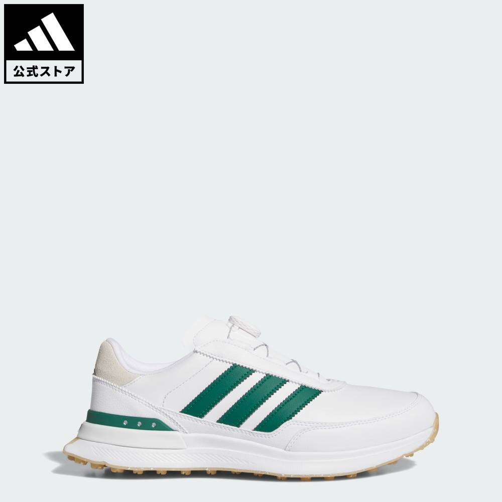 Brand：パフォーマンスSports：ゴルフCategory：シューズ・靴【05cg】【color:ホワイト】【size:24.5cm】 【size:25.0cm】 【size:25.5cm】 【size:26.0cm】 【size:26.5cm】 【size:27.0cm】 【size:27.5cm】 【size:28.0cm】 【size:28.5cm】 【size:29.0cm】 【size:29.5cm】 【size:30.0cm】 スポーツブランドアディダス公式ショップ返品・交換についてS2G 26 ボア スパイクレス ゴルフ / S2G 26 BOA SPIKELESS GOLFゴルフパフォーマンスと汎用性の両立を掲げるS2Gシリーズがフルモデルチェンジ。アディダスのヘリテージシューズのフォルムからインスピレーションを得て、スニーカーのようなシルエットへと刷新。コースでのプレーから移動時まで、幅広いシーンでの着用を想定した設計となっている。ミッドソールには、前作の素材と比較して軽量性と柔軟性を高めた「LIGHTSTRIKE 2.0」をフルレングスで採用。26年モデルは、BOA・レザー・テキスタイルの各エディションで素材感とデザインを個別に最適化している。本BOAモデルには、ゴルフシューズとしての外観を維持するバンプ（つま先）デザインを採用。アッパーには質感の整った合成皮革を用いることで、クリーンかつミニマルなルックスに仕上げている。正確なフィット感を提供するBOAクロージャーシステムを搭載し、機能性と実用性を兼ね備えた一足。コースと日常をシームレスに繋ぐ、新たなS2G。レギュラーフィットBOA(R)フィットシステム防水合成皮革アッパーLIGHTSTRIKE 2.0 ミッドソール耐久性に優れた、ADIWEARラバーアウトソール撥水性商品番号：JQ3463色：Cloud White / Collegiate Green / Gumモデル：OPJ92スポーツ：ゴルフOther Color
