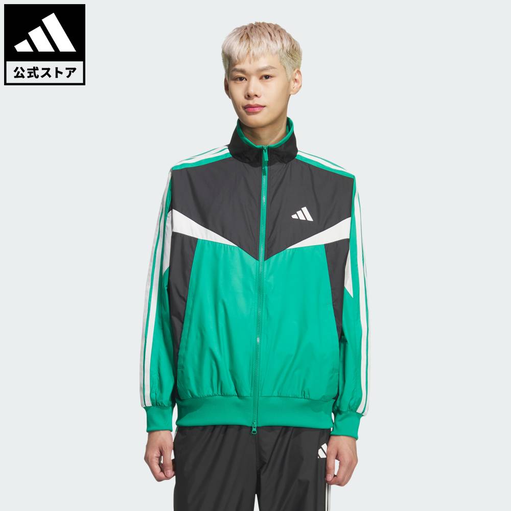 【ポイント20倍 2/19 0:00～2/23 23:59】 【公式】アディダス adidas 返品可 ライフスタイル マストハブ ルーズフィット カラー ブロック メッシュライニング ウインドブレーカー ジャケット スポーツウェア メンズ ウェア・服 ジャージ 緑 グリーン KF3679 【PT】