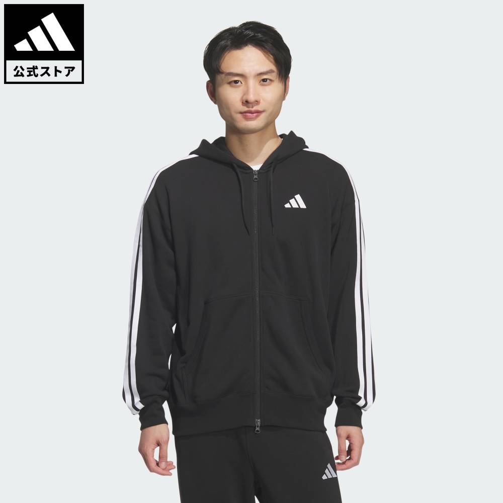 【20％OFFクーポン対象 05/09 20:00～05/20 23:59】 【公式】アディダス adidas 返品可 ライフスタイル エッセンシャルズ プラス ルーズフィット スリーストライプス フレンチテリー フルジップフーディー スポーツウェア メンズ ウェア・服 パーカー（フーディー） 黒 ブ…（楽天・adidas Online Shop 楽天市場店）