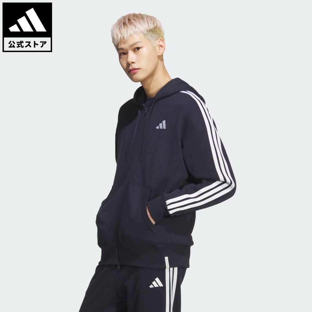 【20％OFFクーポン対象 04/29 00:00～05/06 23:59】 【公式】アディダス adidas 返品可 ライフスタイル エッセンシャルズ プラス ルーズフィット スリーストライプス フレンチテリー フルジップフーディー スポーツウェア メンズ ウェア・服 パーカー（フーディー） 青 ブ…（楽天・adidas Online Shop 楽天市場店）