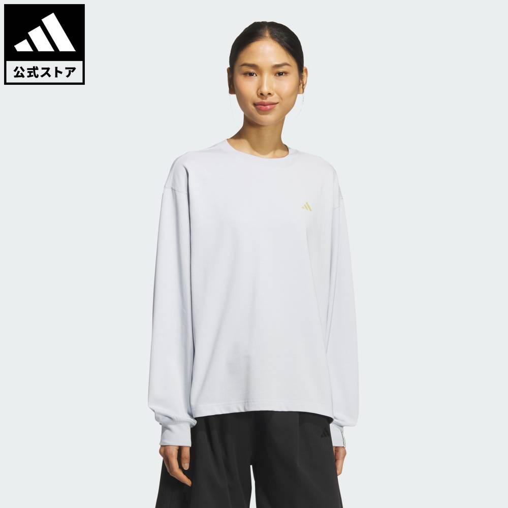 【公式】アディダス adidas 返品可 ライフスタイル エッセンシャルズ プラス スモール ロゴ ルーズフィット長袖Tシャツ スポーツウェア レディース ウェア・服 Tシャツ 青 ブルー KF8267